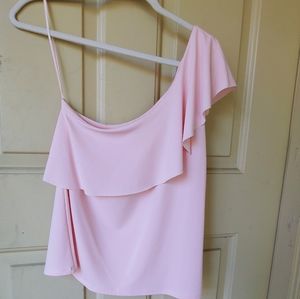 Express One Shoulder Pink Top